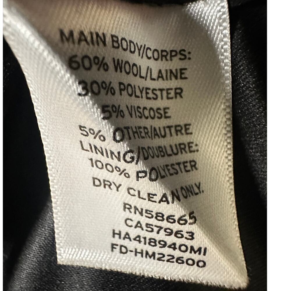 Halogen Size 12 Black Wool Blend Long Heavy Winter Pea Coat Jacket Classic Work - Picture 10 of 13